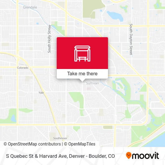 S Quebec St & Harvard Ave map