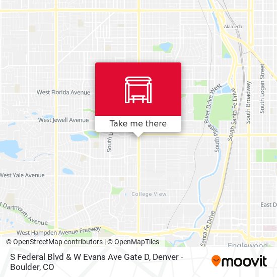 S Federal Blvd & W Evans Ave Gate D map