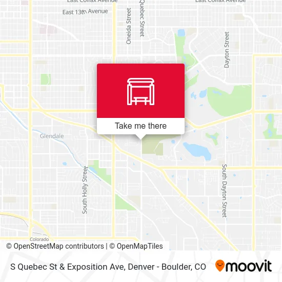 S Quebec St & Exposition Ave map