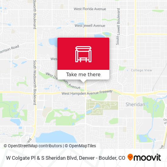 W Colgate Pl & S Sheridan Blvd map