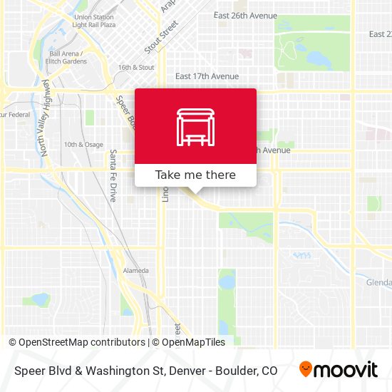 Speer Blvd & Washington St map