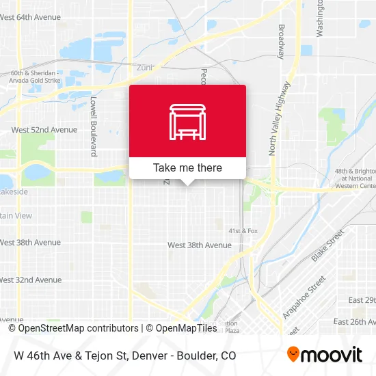 W 46th Ave & Tejon St map
