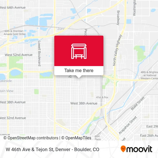 W 46th Ave & Tejon St map
