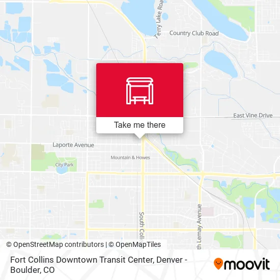 Fort Collins Downtown Transit Center map