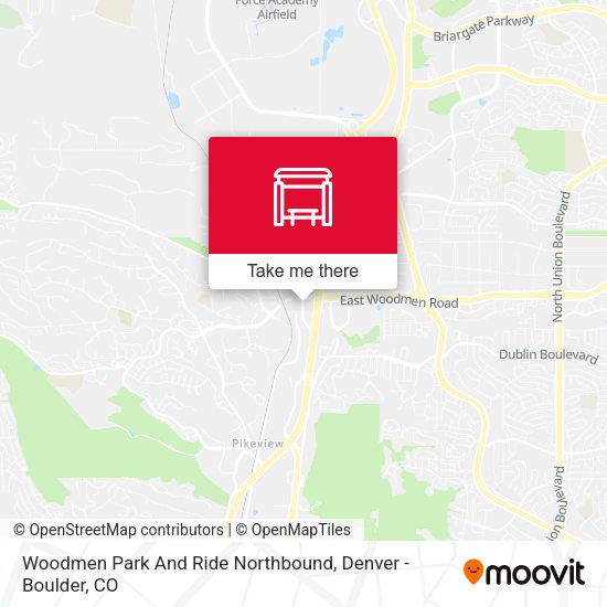 Woodmen Park And Ride Northbound map