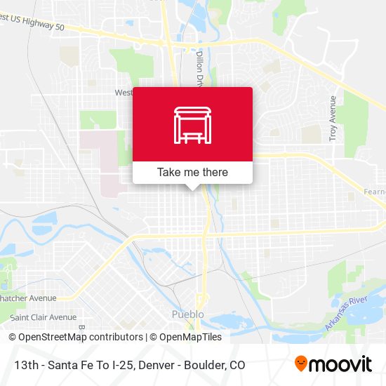 13th - Santa Fe To I-25 map