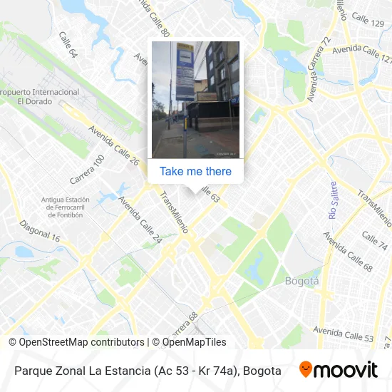 Parque Zonal La Estancia (Ac 53 - Kr 74a) map