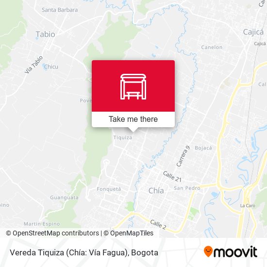 Mapa de Vereda Tiquiza (Chía: Vía Fagua)