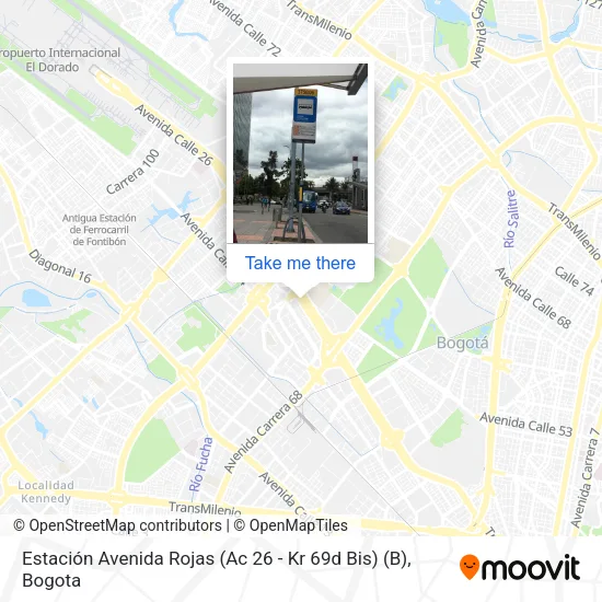Mapa de Estación Avenida Rojas (Ac 26 - Kr 69d Bis) (B)
