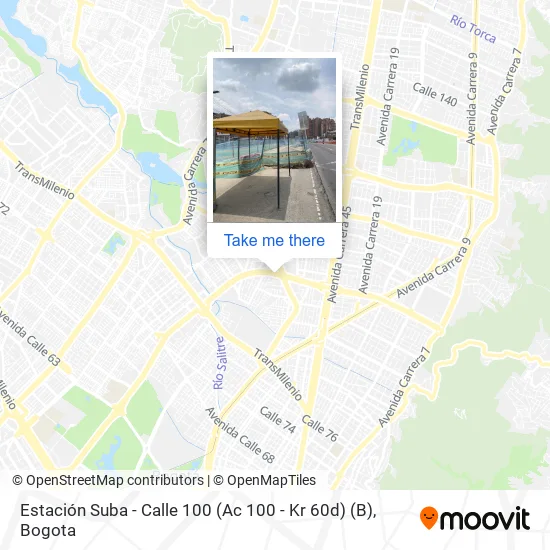 Mapa de Estación Suba - Calle 100 (Ac 100 - Kr 60d) (B)