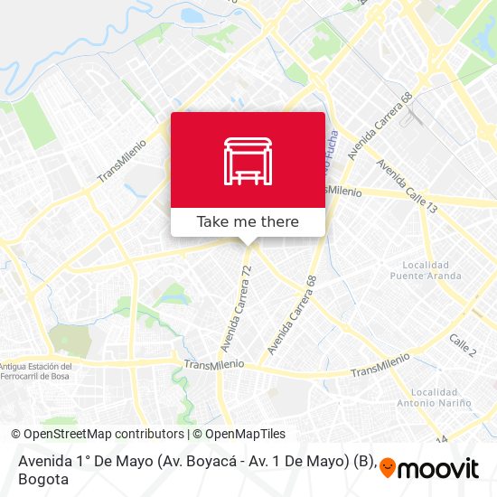 Mapa de Avenida 1° De Mayo (Av. Boyacá - Av. 1 De Mayo) (B)