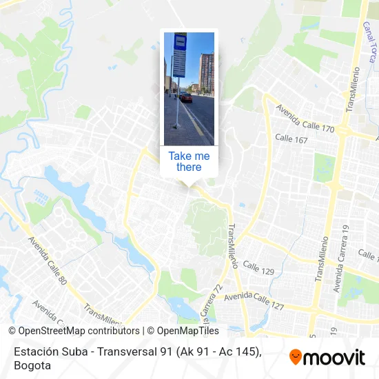 Mapa de Estación Suba - Transversal 91 (Ak 91 - Ac 145)