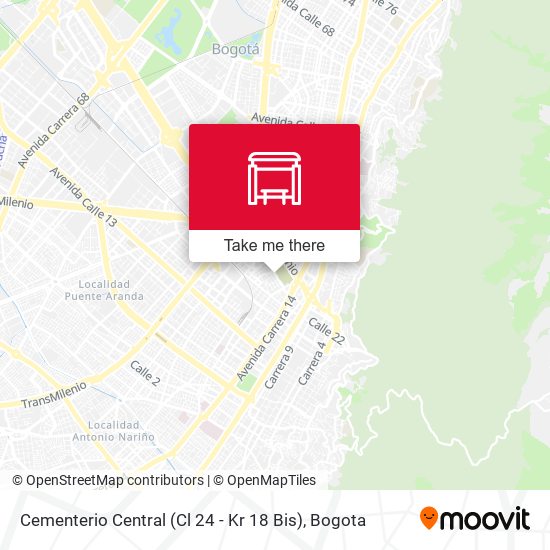 Mapa de Cementerio Central (Cl 24 - Kr 18 Bis)