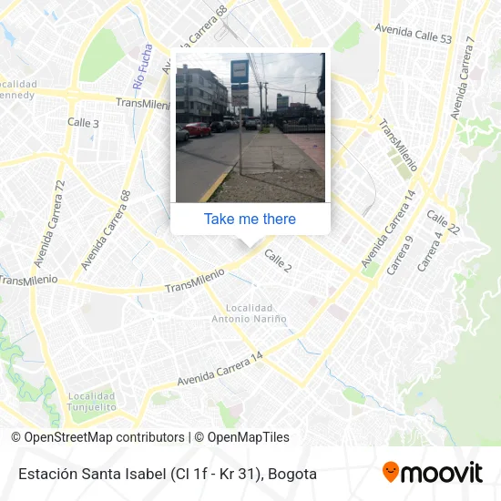 Mapa de Estación Santa Isabel (Cl 1f - Kr 31)