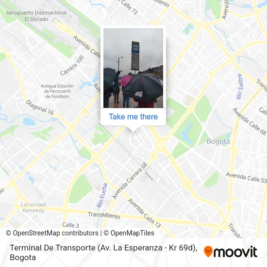 Mapa de Terminal De Transporte (Av. La Esperanza - Kr 69d)
