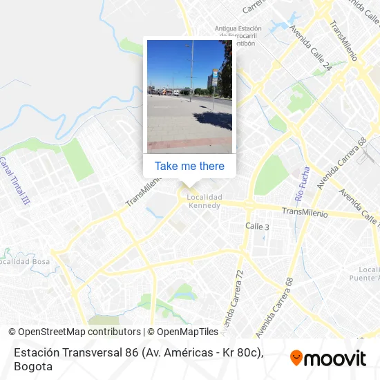 Mapa de Estación Transversal 86 (Av. Américas - Kr 80c)