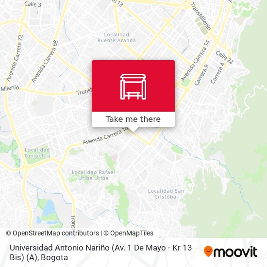 Universidad Antonio Nariño (Av. 1 De Mayo - Kr 13 Bis) (A) map