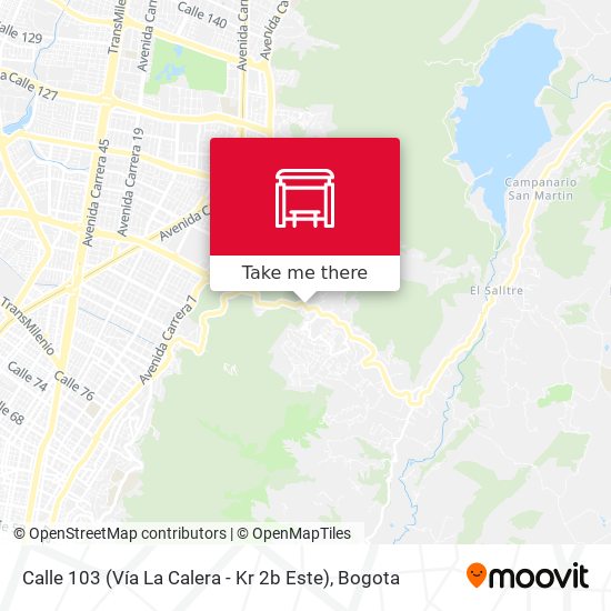 Mapa de Calle 103 (Vía La Calera - Kr 2b Este)