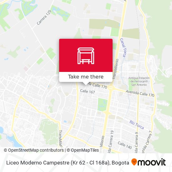 Mapa de Liceo Moderno Campestre (Kr 62 - Cl 168a)