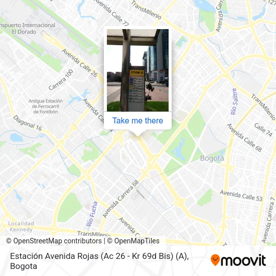 Mapa de Estación Avenida Rojas (Ac 26 - Kr 69d Bis) (A)