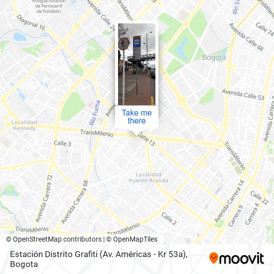 Mapa de Estación Distrito Grafiti (Av. Américas - Kr 53a)