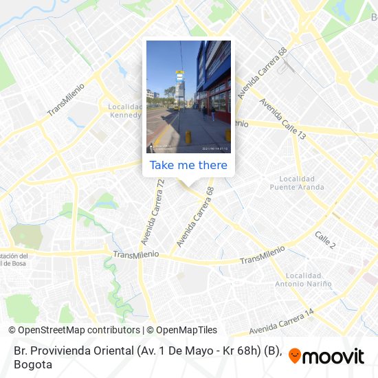 Mapa de Br. Provivienda Oriental (Av. 1 De Mayo - Kr 68h) (B)