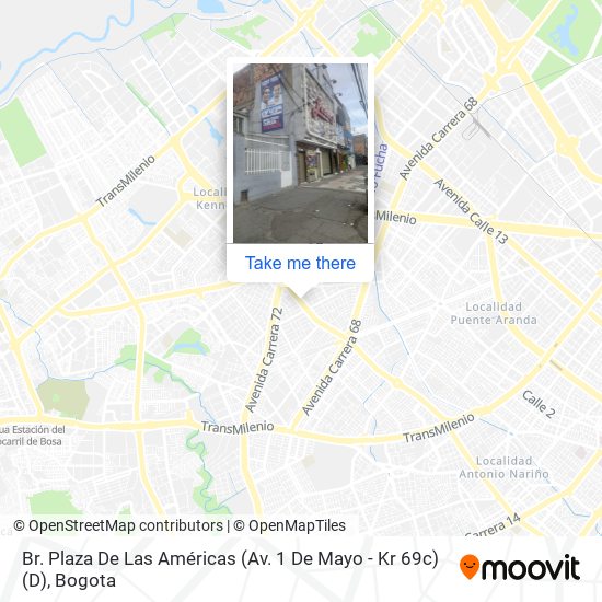 Mapa de Br. Plaza De Las Américas (Av. 1 De Mayo - Kr 69c) (D)