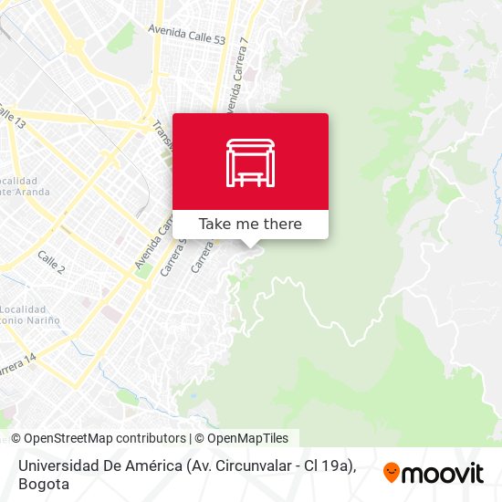 Universidad De América (Av. Circunvalar - Cl 19a) map