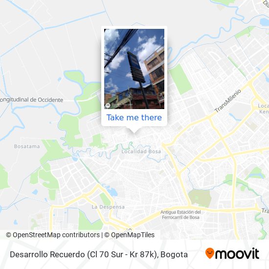 Mapa de Desarrollo Recuerdo (Cl 70 Sur - Kr 87k)