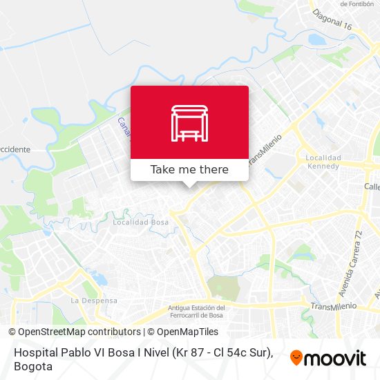 Hospital Pablo VI Bosa I Nivel (Kr 87 - Cl 54c Sur) map
