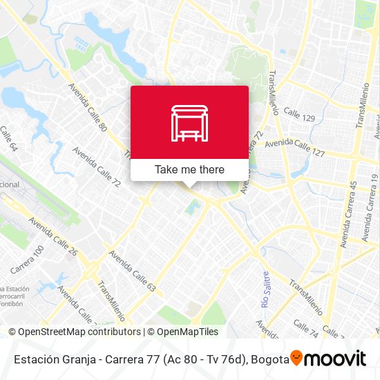 Estación Granja - Carrera 77 (Ac 80 - Tv 76d) map