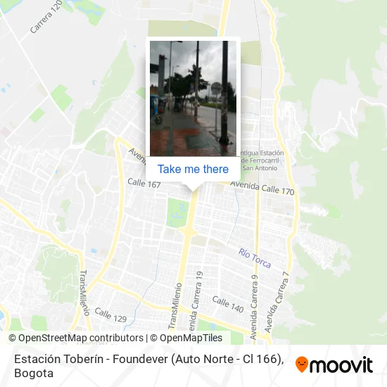 Mapa de Estación Toberín - Foundever (Auto Norte - Cl 166)