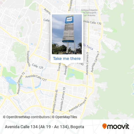 Mapa de Avenida Calle 134 (Ak 19 - Ac 134)