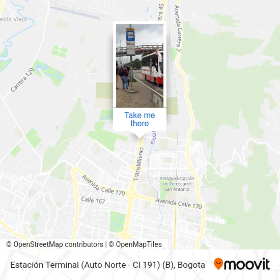 Mapa de Estación Terminal (Auto Norte - Cl 191) (B)