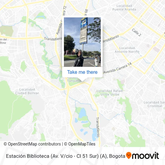 Mapa de Estación Biblioteca (Av. V / cio - Cl 51 Sur) (A)