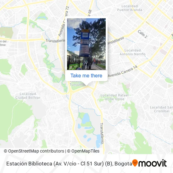 Mapa de Estación Biblioteca (Av. V / cio - Cl 51 Sur) (B)