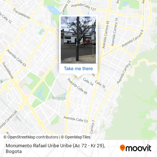 Mapa de Monumento Rafael Uribe Uribe (Ac 72 - Kr 29)