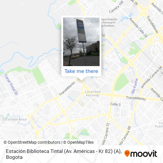 Mapa de Estación Biblioteca Tintal (Av. Américas - Kr 82) (A)