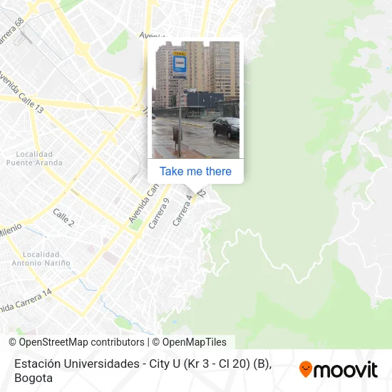 Mapa de Estación Universidades - City U (Kr 3 - Cl 20) (B)