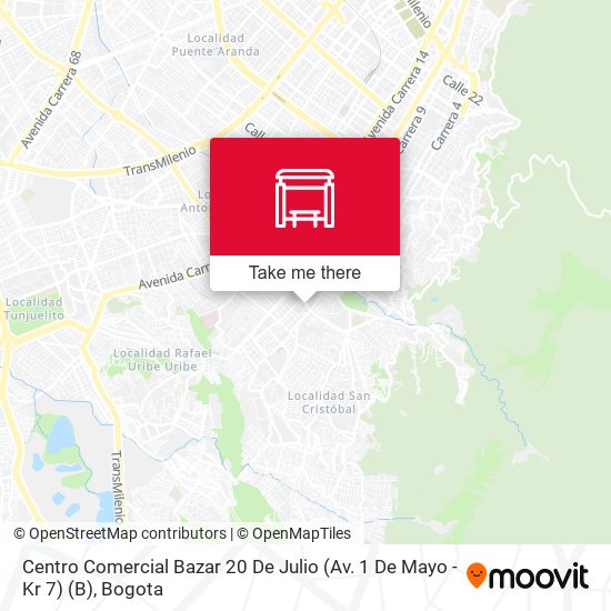 Mapa de Centro Comercial Bazar 20 De Julio (Av. 1 De Mayo - Kr 7) (B)