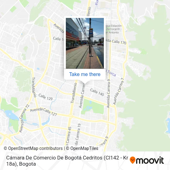 Mapa de Cámara De Comercio De Bogotá Cedritos (Cl142 - Kr 18a)