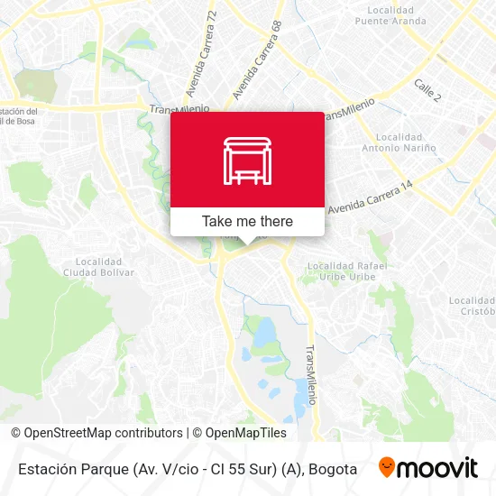 Mapa de Estación Parque (Av. V / cio - Cl 55 Sur) (A)