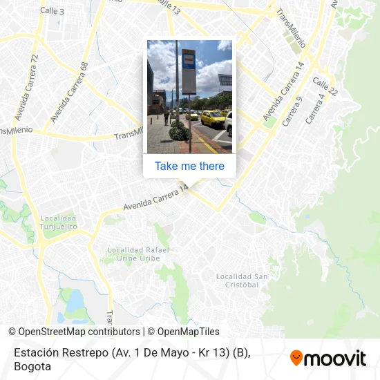 Mapa de Estación Restrepo (Av. 1 De Mayo - Kr 13) (B)