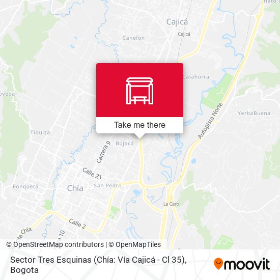 Sector Tres Esquinas (Chía: Vía Cajicá - Cl 35) map