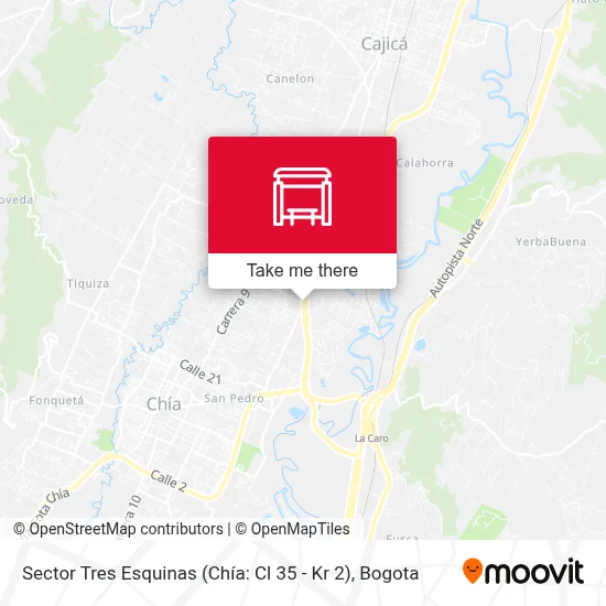 Sector Tres Esquinas (Chía: Cl 35 - Kr 2) map
