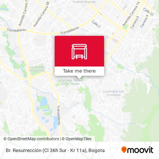 Mapa de Br. Resurrección (Cl 36h Sur - Kr 11a)