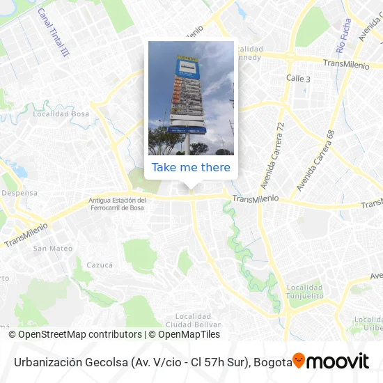 Mapa de Urbanización Gecolsa (Av. V / cio - Cl 57h Sur)