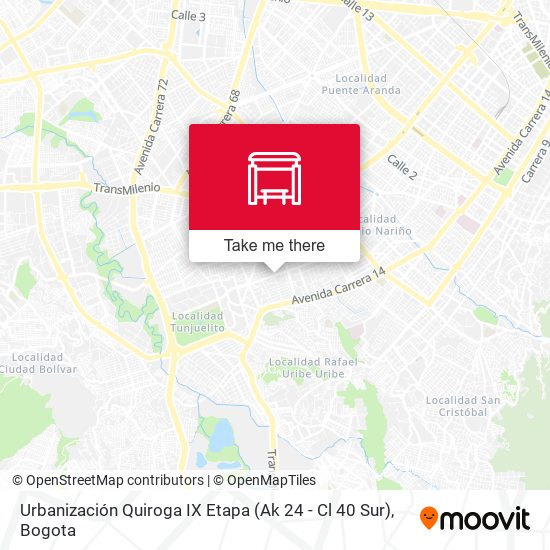 Urbanización Quiroga IX Etapa (Ak 24 - Cl 40 Sur) map
