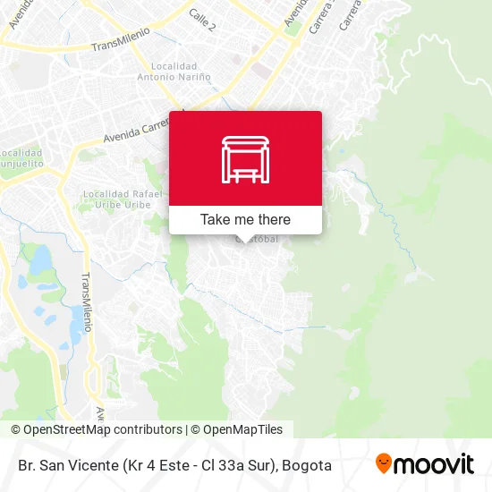 Mapa de Br. San Vicente (Kr 4 Este - Cl 33a Sur)