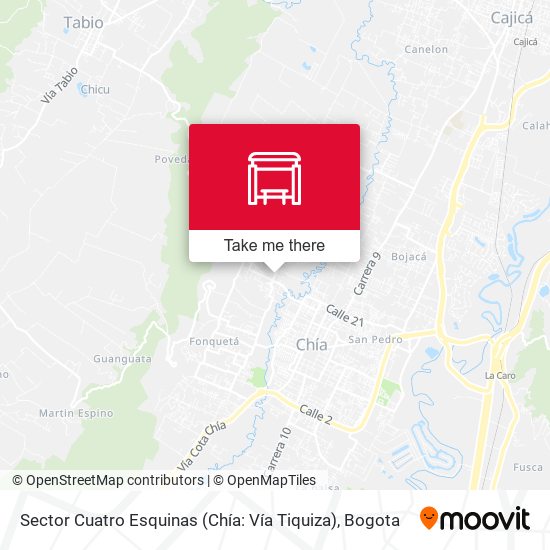 Mapa de Sector Cuatro Esquinas (Chía: Vía Tiquiza)